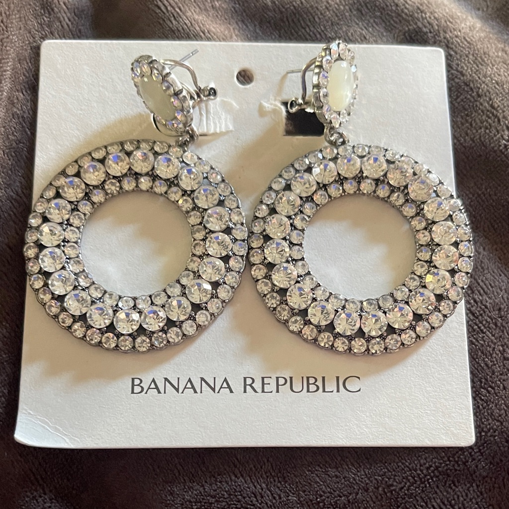 Banana Republic Silver Crystal Circle Earrings 10$